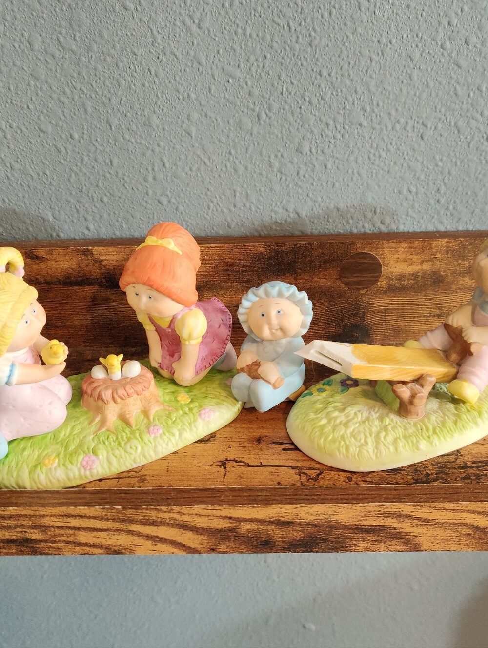 Vintage 1984 Cabbage Patch Kids Baby Chicks Porcelain Figurine 80s Easter Girls